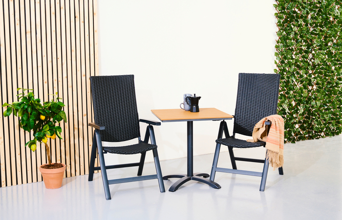 Cafebord 70 x 70 cm sort/teak bøg